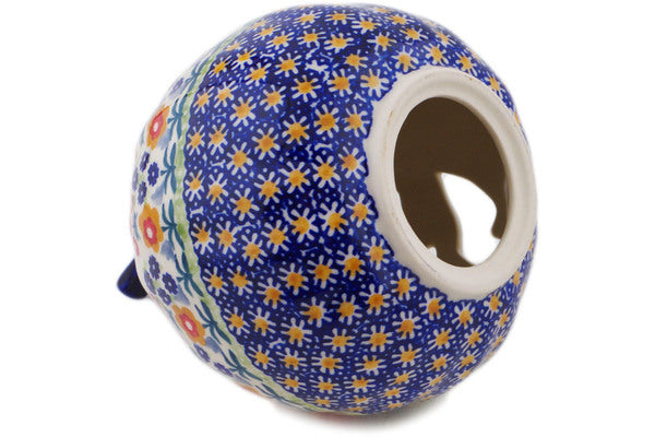 Polish Pottery 6" Jack O Lantern Candle Holder Pretty Little Whirl - Thumbnail 4