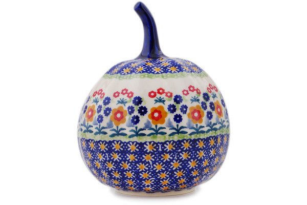 Polish Pottery 6" Jack O Lantern Candle Holder Pretty Little Whirl