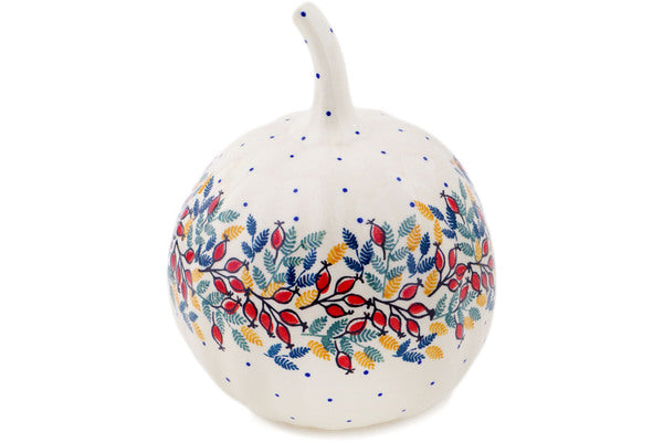 Polish Pottery 6" Jack O Lantern Candle Holder Rowanberry Crown UNIKAT - Thumbnail 2