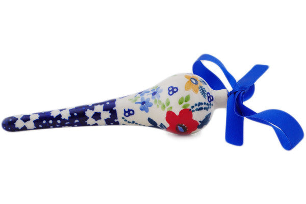 Polish Pottery 6" Christmas Ball Ornament Wild Flower Bloom UNIKAT - Thumbnail 2