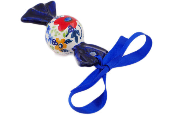 Polish Pottery 3" Candy Ornament Wild Flower Bloom UNIKAT