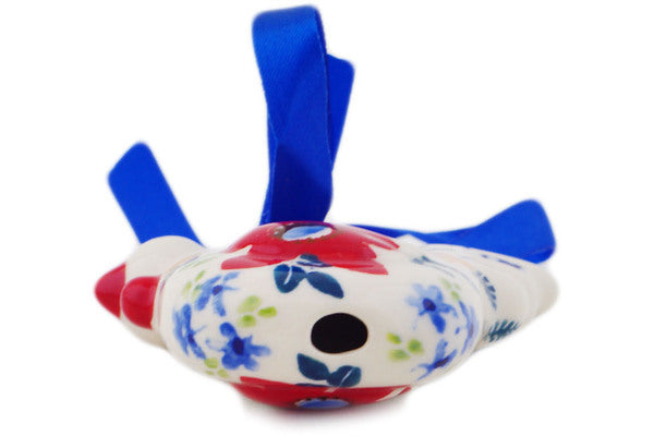 Polish Pottery Chicken Christmas Ornament Wild Flower Bloom UNIKAT - Thumbnail 2