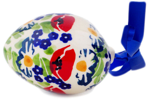 Polish Pottery Ornament Heart Wild Poppies UNIKAT - Thumbnail 2