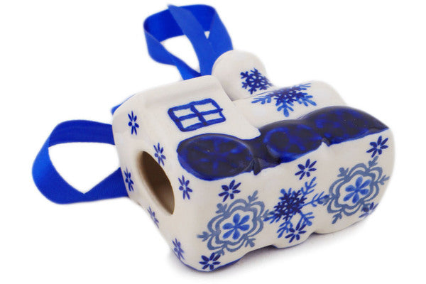 Polish Pottery 2" Train Ornament Flurry Fun UNIKAT - Thumbnail 2