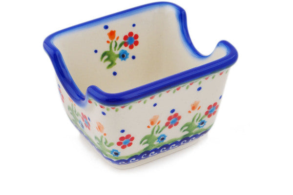 Polish Pottery 3" Sugar Packet Holder Spring Flowers - Thumbnail 2