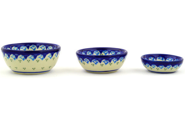 Polish Pottery Set of 3 Nesting Bowls Aster Patches - Thumbnail 2