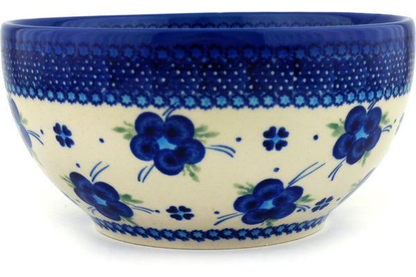 Polish Pottery 6" Bowl Bleu-Belle Fleur - Thumbnail 4
