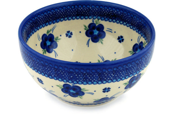Polish Pottery 6" Bowl Bleu-Belle Fleur - Thumbnail 5