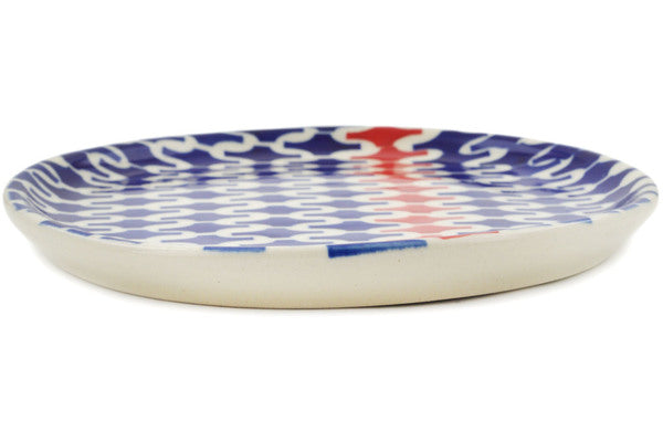 Polish Pottery 6" Plate Geometric Red - Thumbnail 3
