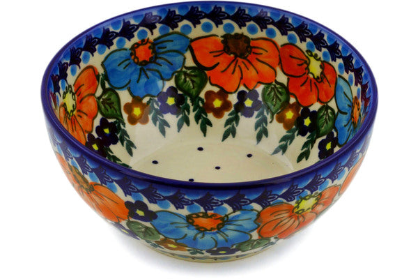 Polish Pottery 4" Bowl Bold Poppies UNIKAT - Thumbnail 3