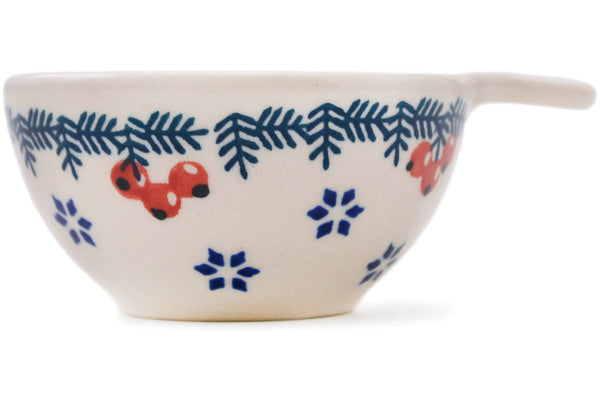 Polish Pottery 1/3 Cup Measuring Cup Winter Bullfinch - Thumbnail 3