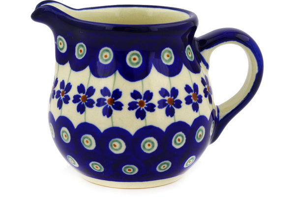 Polish Pottery 8 oz Pitcher Flowering Peacock - Thumbnail 2