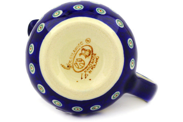 Polish Pottery 8 oz Pitcher Flowering Peacock - Thumbnail 4