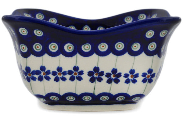 Polish Pottery 6" Bowl Flowering Peacock - Thumbnail 2