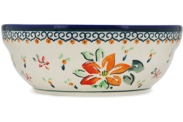 Polish Pottery 7" Bowl Orange Clematis
