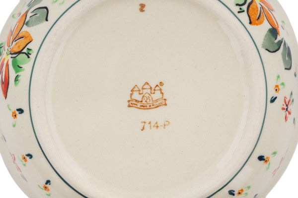 Polish Pottery 7" Bowl Orange Clematis - Thumbnail 4