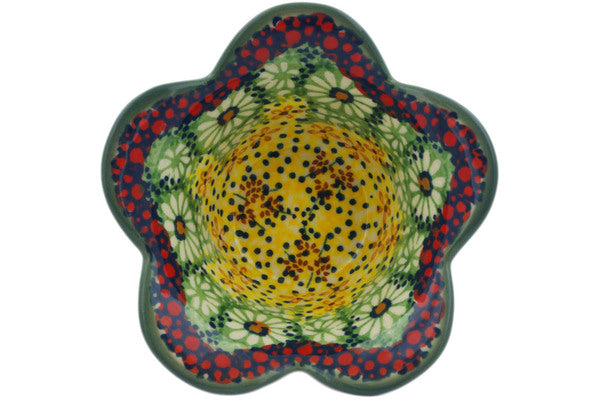 Polish Pottery 4" Scalloped Bowl Sunshine Grotto UNIKAT - Thumbnail 2