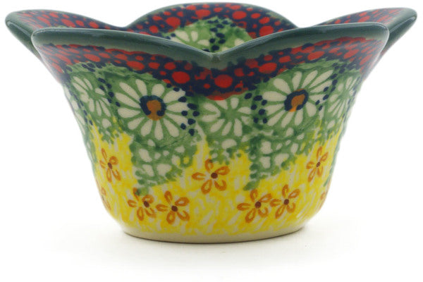 Polish Pottery 4" Scalloped Bowl Sunshine Grotto UNIKAT