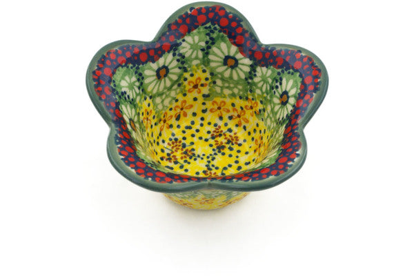 Polish Pottery 4" Scalloped Bowl Sunshine Grotto UNIKAT - Thumbnail 3