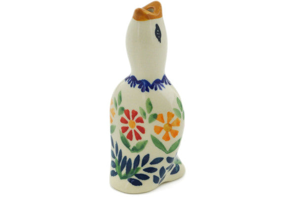 Polish Pottery 4" Pie Bird Wave Of Flowers - Thumbnail 2