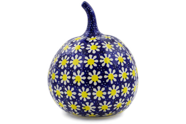 Polish Pottery 6" Jack O Lantern Candle Holder Daisy - Thumbnail 2