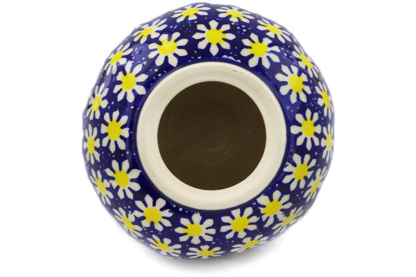 Polish Pottery 6" Jack O Lantern Candle Holder Daisy - Thumbnail 4