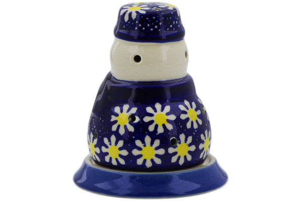 Polish Pottery 5" Snowman Candle Holder Daisy