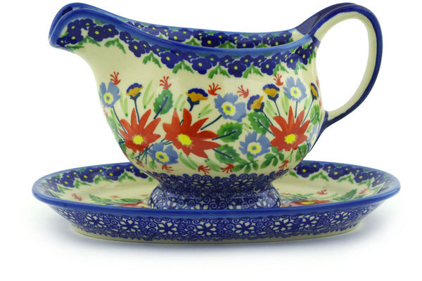 19 oz Gravy Boat with Saucer - Folk Flowers - Thumbnail 5