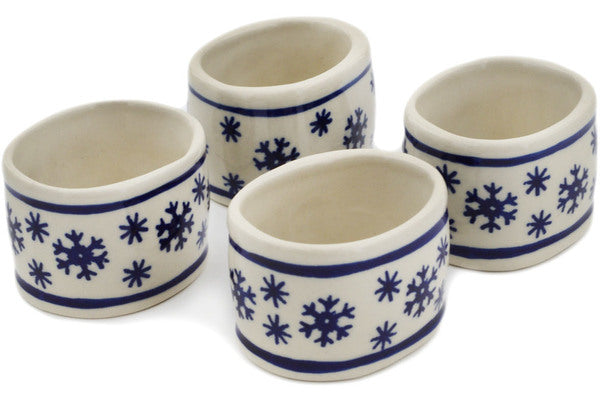 Polish Pottery Set of 4 Napkin Rings Winter Butterfly - Thumbnail 4