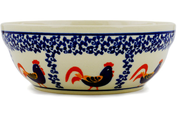 Polish Pottery 7" Bowl Rooster Parade - Thumbnail 3