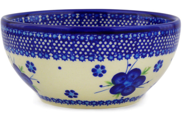 Polish Pottery 6" Bowl Bleu-Belle Fleur - Thumbnail 2