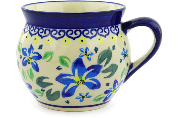 Polish Pottery 10 oz Bubble Mug Blue Clematis - Thumbnail 3
