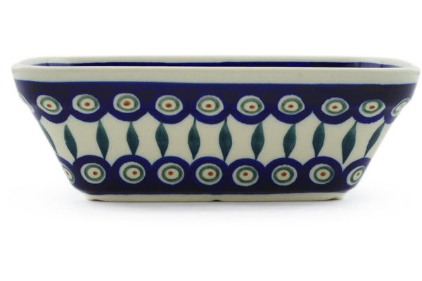 Polish Pottery 8" Rectangular Baker Peacock Leaves - Thumbnail 2