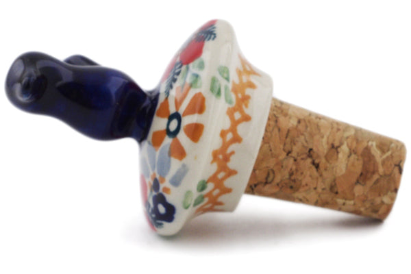 Polish Pottery 3" Bottle Stopper Summer Bouquet UNIKAT - Thumbnail 3