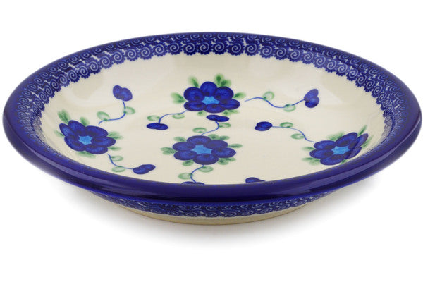 Polish Pottery 9" Pasta Bowl Blue Poppies