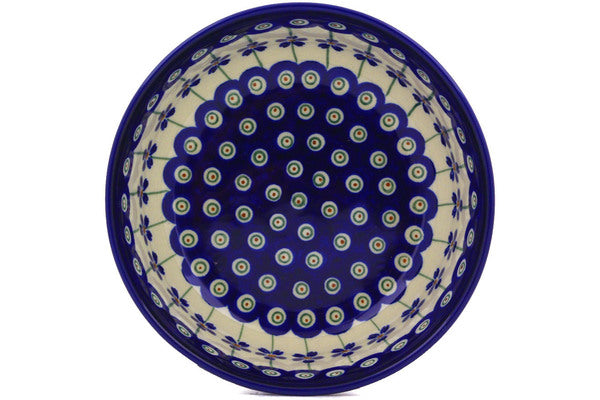 Polish Pottery 6" Bowl Flowering Peacock