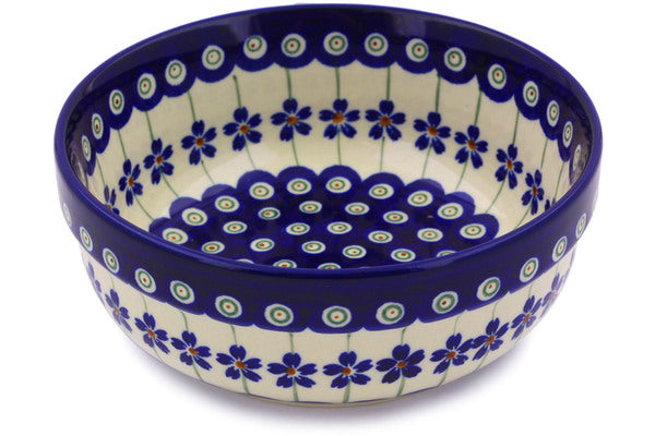 Polish Pottery 6" Bowl Flowering Peacock - Thumbnail 4