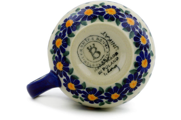 Polish Pottery 9 oz Bubble Mug Blue Daisy UNIKAT - Thumbnail 2