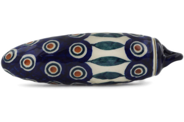 Polish Pottery 6" Christmas Ball Ornament Peacock Leaves