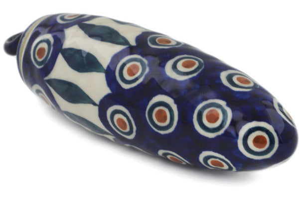 Polish Pottery 6" Christmas Ball Ornament Peacock Leaves - Thumbnail 3