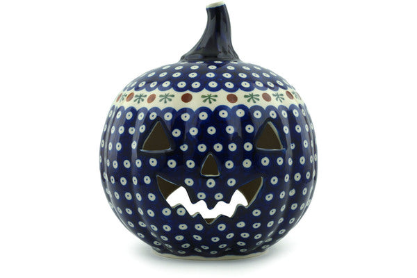 Polish Pottery 9" Jack O Lantern Candle Holder Mosquito - Thumbnail 4
