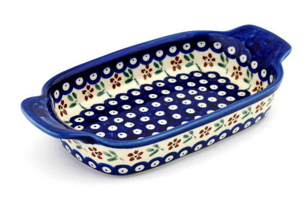 Small Serving Dish or Baker - Red Daisy Peacock - Thumbnail 5