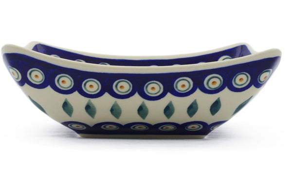 Polish Pottery 8" Square Bowl Peacock - Thumbnail 3