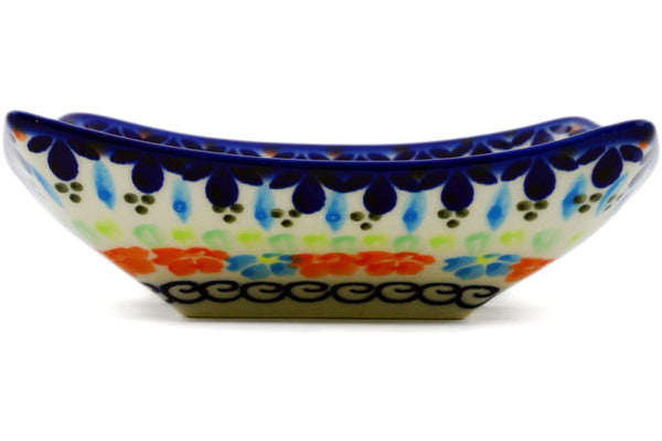 Polish Pottery 5" Square Bowl Spring Flowers
