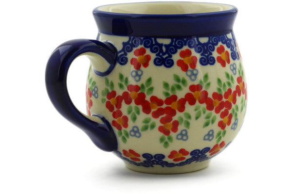 Polish Pottery 8 oz Bubble Mug Red Chains UNIKAT