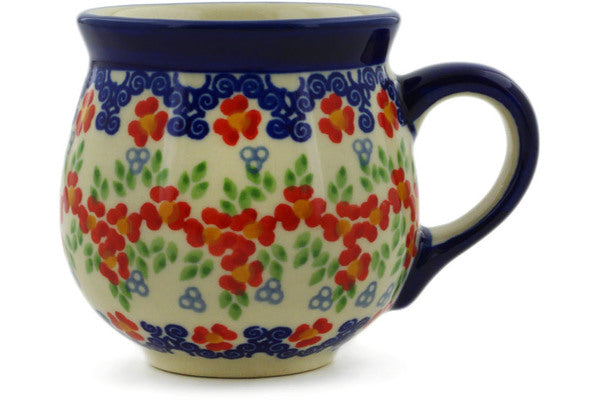 Polish Pottery 8 oz Bubble Mug Red Chains UNIKAT - Thumbnail 3