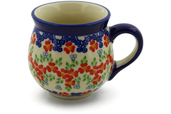 Polish Pottery 8 oz Bubble Mug Red Chains UNIKAT - Thumbnail 2